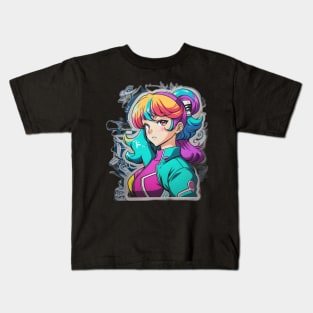 Retro-style Anime Girl Kids T-Shirt